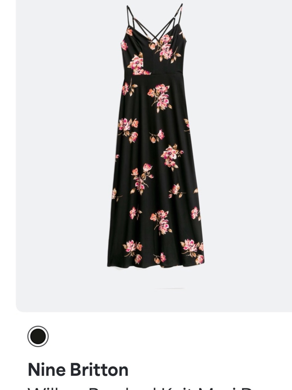 nine britton Black Maxi Dress with Pink Floral Print